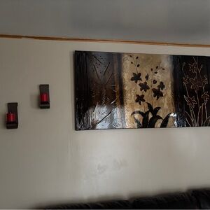 Elegant Floral Wall Art Decor in Brown and Black